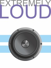 Music speaker on a white background with blue stripes