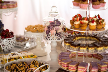 Beautiful candy bar with delicious sweets