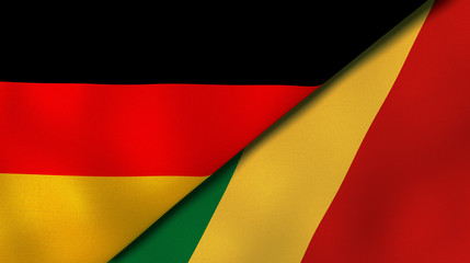 The flags of Germany and Congo. News, reportage, business background. 3d illustration