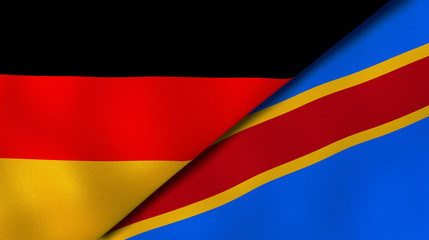 The flags of Germany and DR Congo. News, reportage, business background. 3d illustration