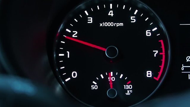 The tachometer shows revolutions in the car.