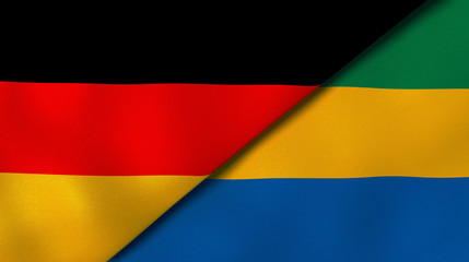 The flags of Germany and Gabon. News, reportage, business background. 3d illustration