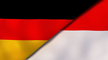 The flags of Germany and Indonesia. News, reportage, business background. 3d illustration