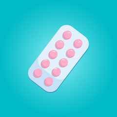 Blister pack of tablets. Vector graphics.