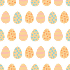 Seamless pattern with Easter eggs on white background. Vector image.