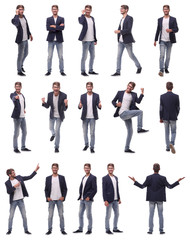 Fototapeta premium collage of photos of a successful young man