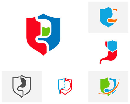 Set of Shield Stomach logo vector template, Creative stomach logo design concepts
