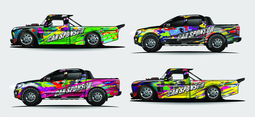 set of vehicle graphic kit vector. Modern abstract background for car wrap branding and automobile sticker decals livery 