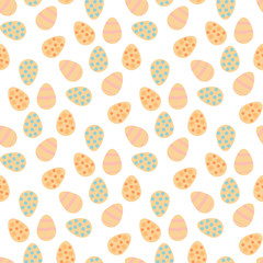 Seamless pattern with positive Easter eggs on white background. Vector image.