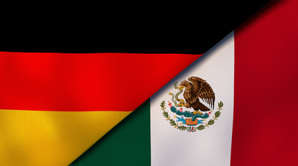 The flags of Germany and Mexico. News, reportage, business background. 3d illustration