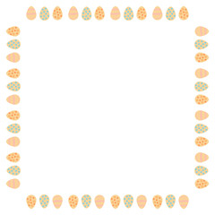 Square frame with Easter eggs on white background. Vector image.