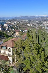 Fototapeta na wymiar top view of the panorama of the southern mountain city
