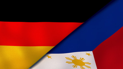 The flags of Germany and Philippines. News, reportage, business background. 3d illustration