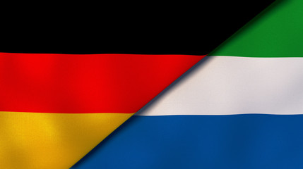 The flags of Germany and Sierra Leone. News, reportage, business background. 3d illustration