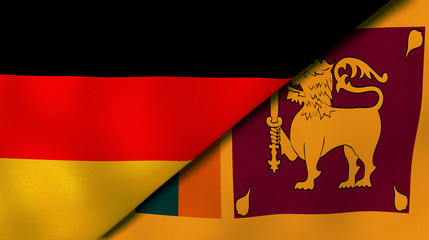 The flags of Germany and Sri Lanka. News, reportage, business background. 3d illustration