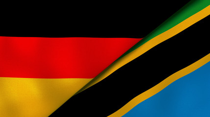 The flags of Germany and Tanzania. News, reportage, business background. 3d illustration