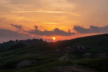 sunset over the mountains