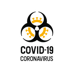 Coronavirus Biohazard combined warning sign. Covid-19 and biohazard caution sign. Coronavirus outbreak. Stay away from the danger zone. No entry. Disease prevention. Safety sign. 