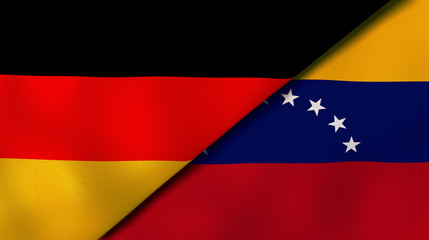 The flags of Germany and Venezuela. News, reportage, business background. 3d illustration
