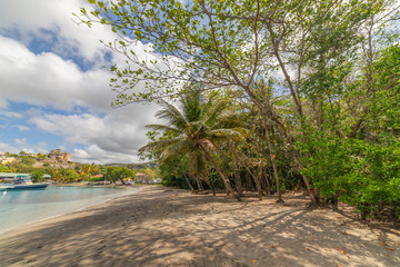 Plakat Saint Vincent and the Grenadines, black sand beach in Blue Lagoon