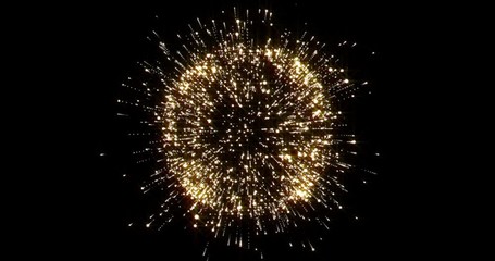 Gold glittering ball with outburst rays. Premium golden glowing radiance shine. Magic glow sphere emitting gold dust particles - Powered by Adobe