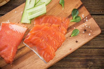 healthy food on old wooden background