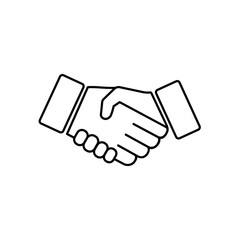 Handshake, hands, partnership icon vector logo design black symbol isolated on white background. Vector EPS 10.