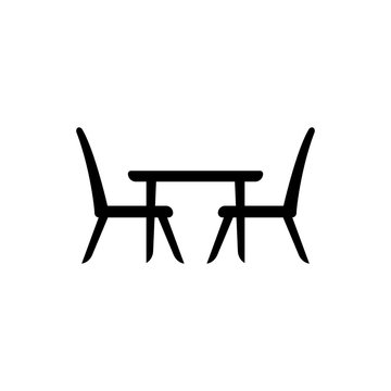 Table chair icon logo design black symbol isolated on white background. Vector EPS 10.