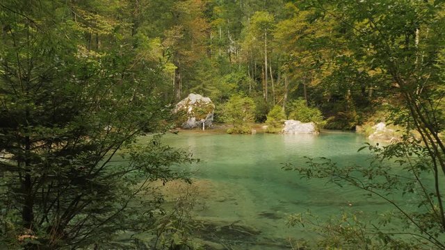 Beautiful nature place in Slovenia. Kamni&scaron;ka Bistrica Bridge.
Blue water