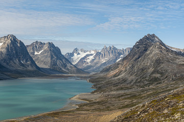Fototapeta na wymiar A beautiful view of the Tasiilaq Fjord in Greenland.