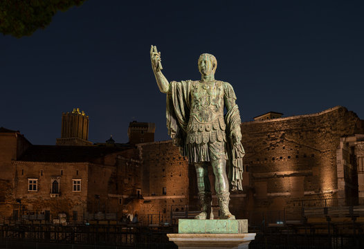 Bronze replica statue Emperor Nerva, Imperial Forum,Rione Monti,Rome. Roman Senator, born in Roman colony of Narnia. Very friend of Vespasian. His empire will last less than two years.