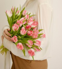 bouquet of pink tulips for mother's day