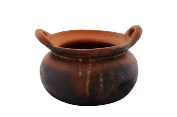 clay pot isolated on white background