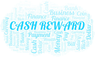 Cash Reward typography vector word cloud.