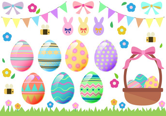 ハッピーイースター祭りイラストセット