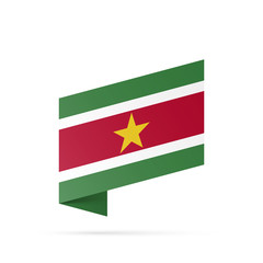 Suriname flag state symbol isolated on background national banner. Greeting card National Independence Day of the Republic of Suriname. Illustration banner with realistic state flag.