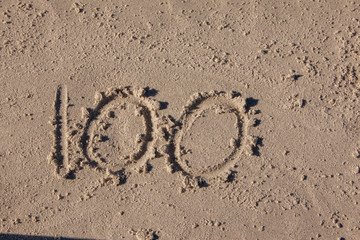 the number 100 written in beach sand