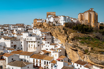 White houses in Setenil de las Bodegas small town, Spain