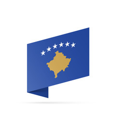 Kosovo flag state symbol isolated on background national banner. Greeting card National Independence Day of the republic of Kosovo. Illustration banner with realistic state flag.