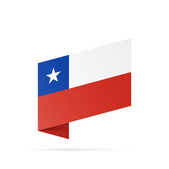 Chile flag state symbol isolated on background national banner. Greeting card National Independence Day of the Republic of Chile. Illustration banner with realistic state flag.