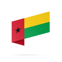 Guinea-Bissau flag state symbol isolated on background national banner. Greeting card National Independence Day of the Republic of Guinea-Bissau. Illustration banner with realistic state flag.