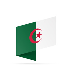 Algeria flag state symbol isolated on background national banner. Greeting card National Independence Day of the Republic of Algeria. Illustration banner with realistic state flag.