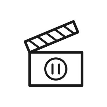 vector of clapper icon, movie clip icon with media player button icon