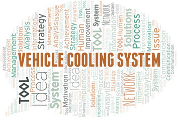 Vehicle Cooling System typography vector word cloud.