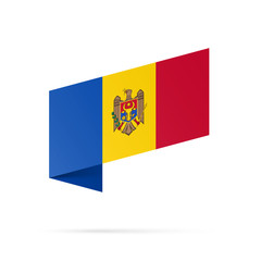 Moldova flag state symbol isolated on background national banner. Greeting card National Independence Day of the Republic of Moldova. Illustration banner with realistic state flag.