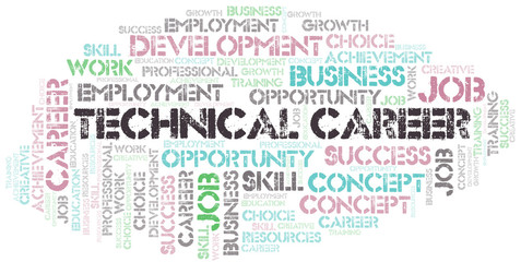 Fototapeta premium Technical Career typography vector word cloud.