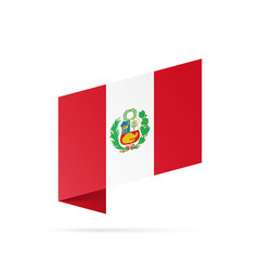 Peru flag state symbol isolated on background national banner. Greeting card National Independence Day of the Republic of Peru. Illustration banner with realistic state flag.