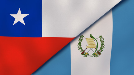 The flags of Chile and Guatemala. News, reportage, business background. 3d illustration