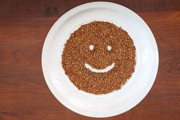smiley face in coffee grains