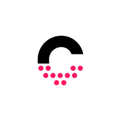 Red Dots Geometric Vector Logo Letter C